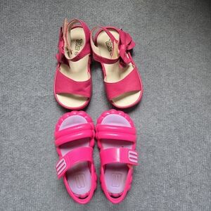 Mini Melissa Neon Pink and Toke Fuchsia Kids Sandals
